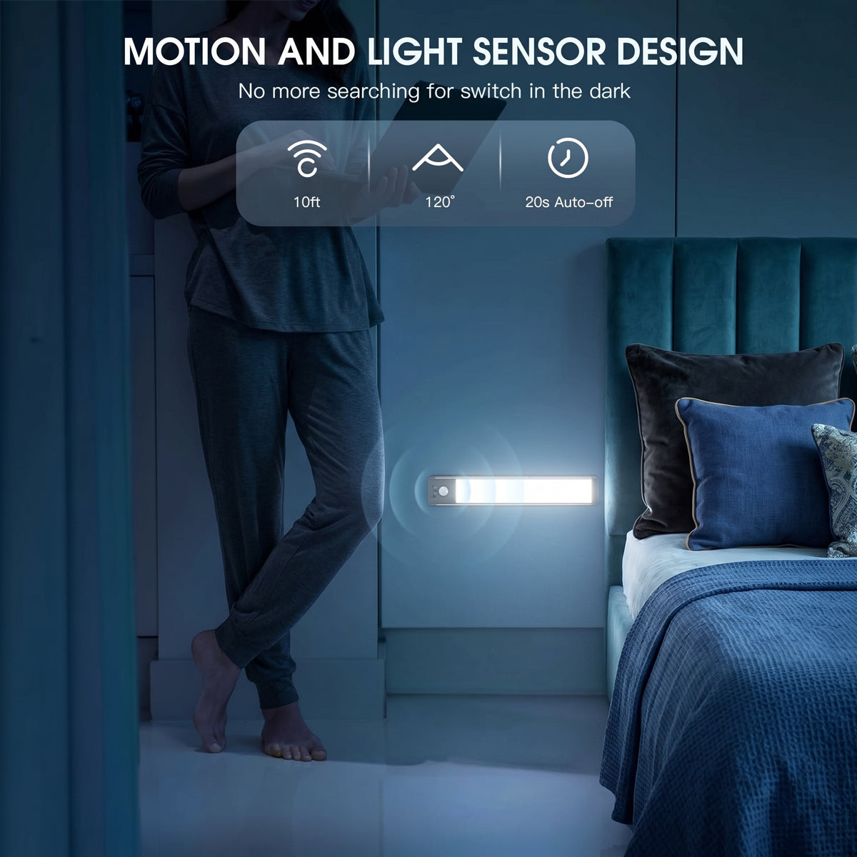 76 LED Motion Sensor Under Cabinet Light