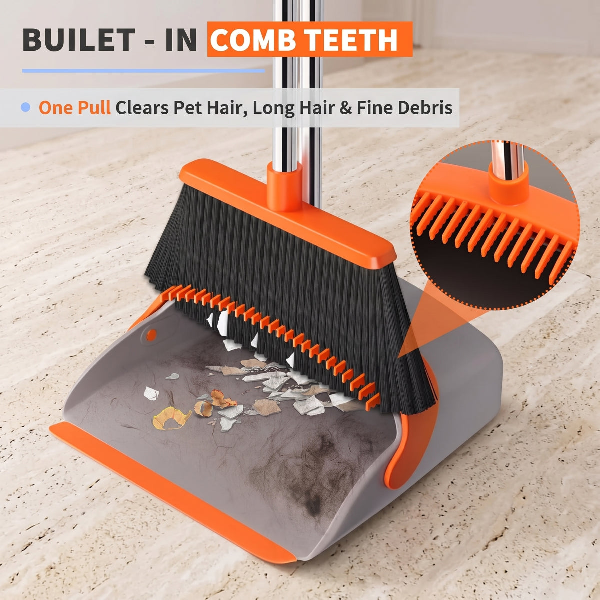 Long Handle Broom & Dustpan Set