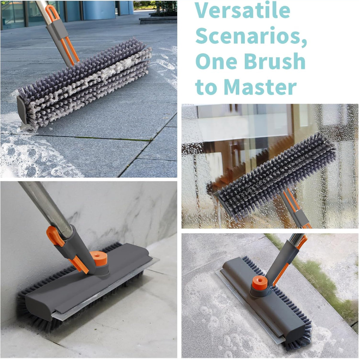 3-in-1 Floor Scrub Brush with Long Handle