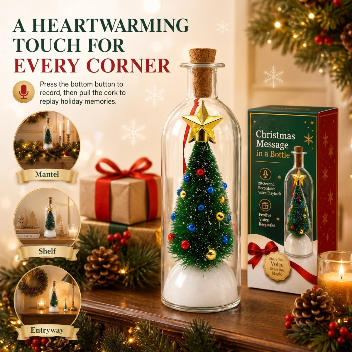 Recordable Christmas Glass Bottle