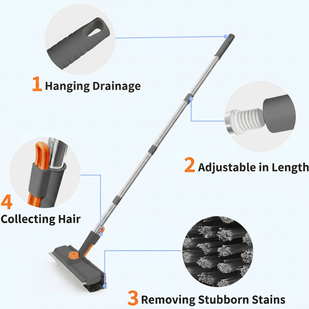 3-in-1 Floor Scrub Brush with Long Handle