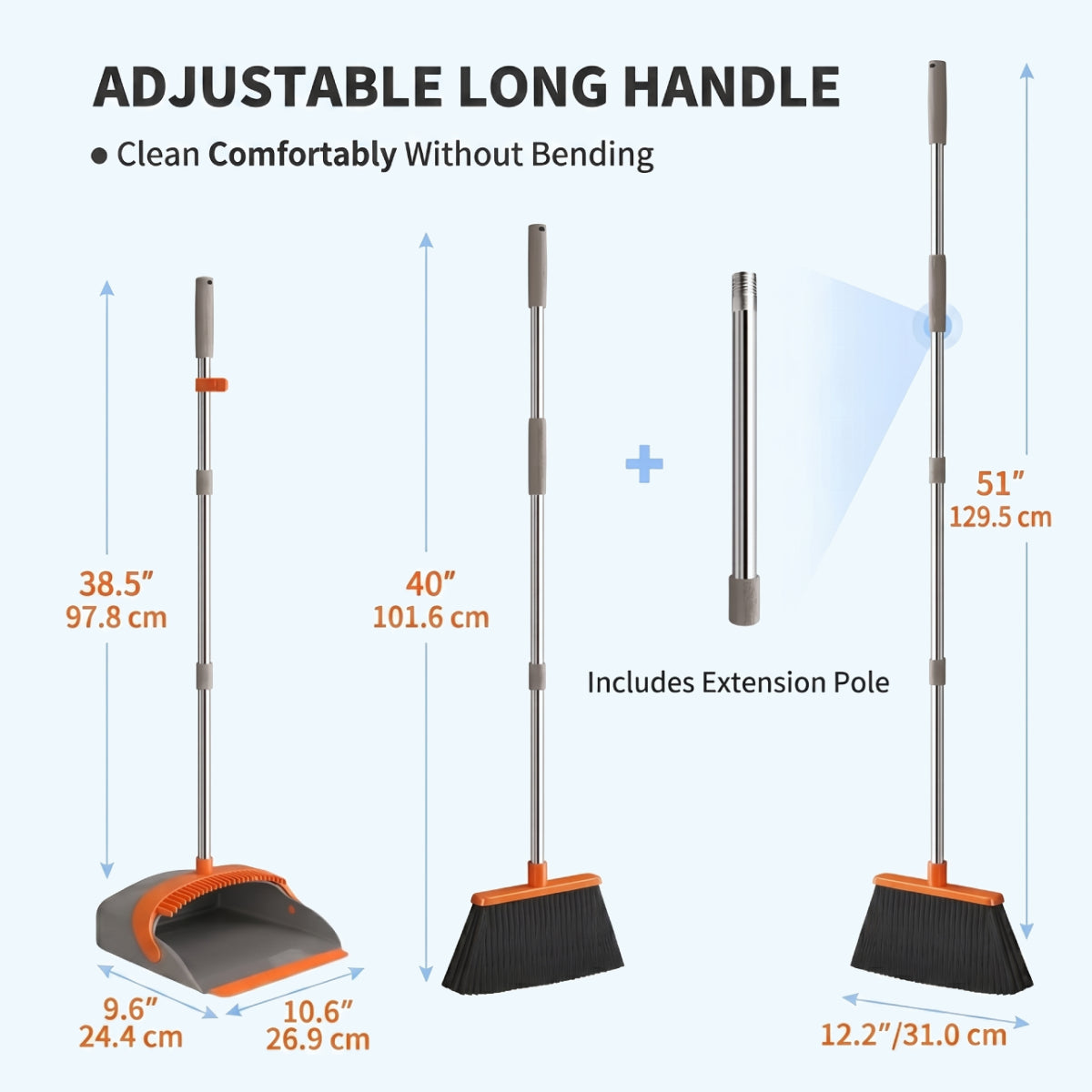 Long Handle Broom & Dustpan Set