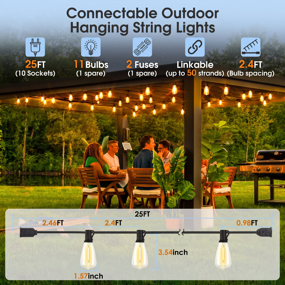 25FT Outdoor String Lights