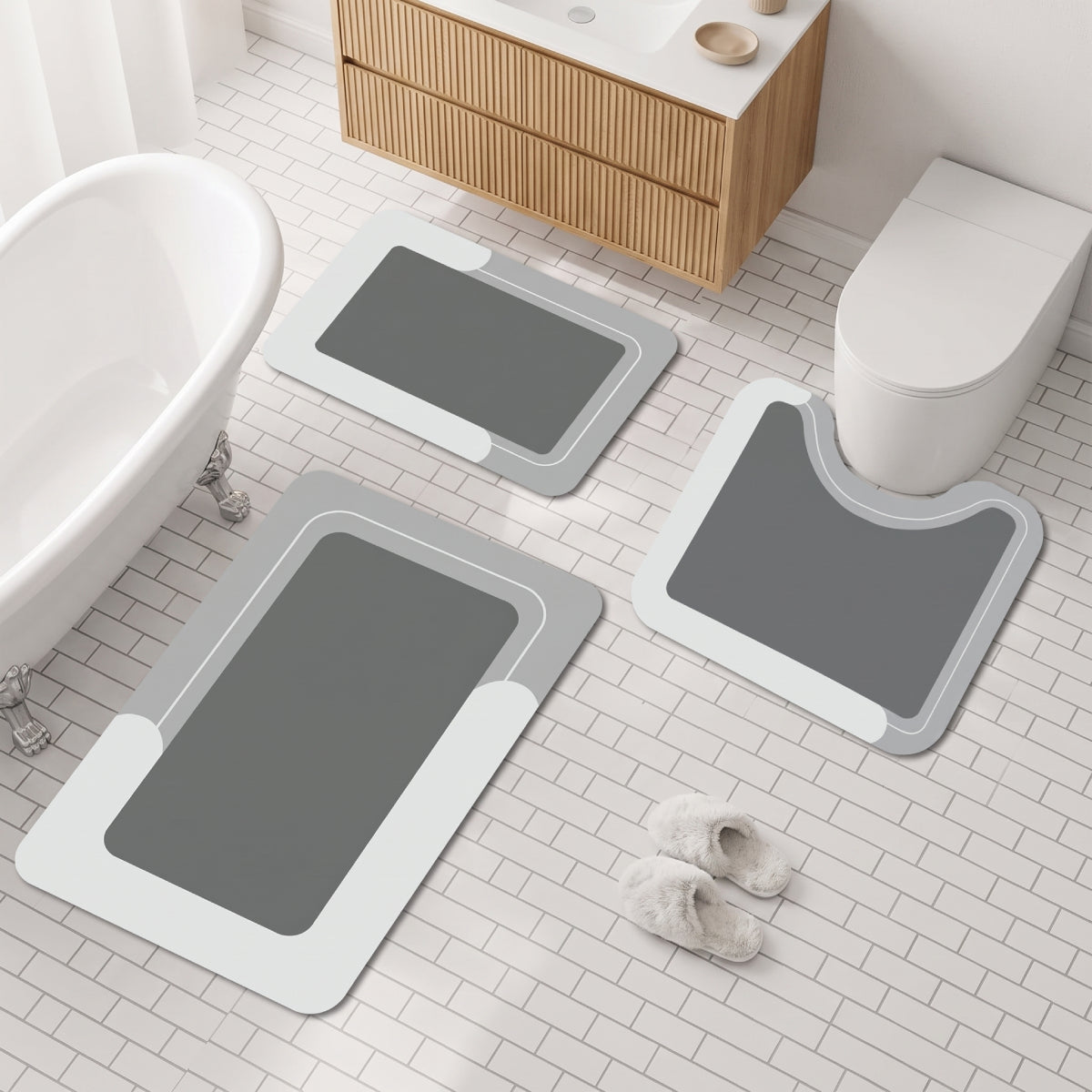 3-Piece Non-Slip Bathroom Rug Set