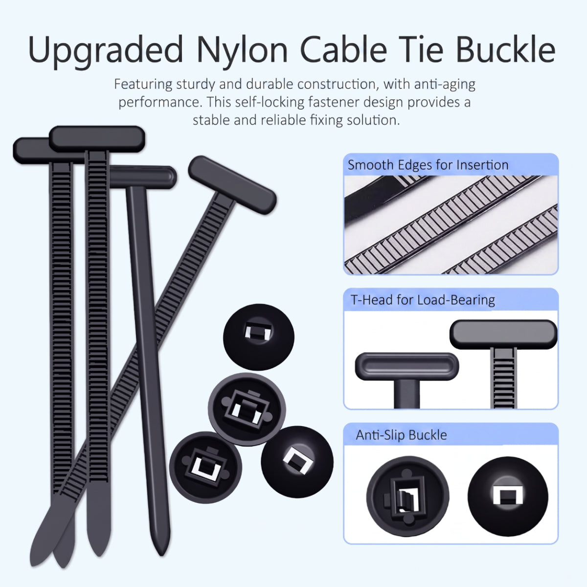 100PCS Universal Nylon Cable Tie Buckles