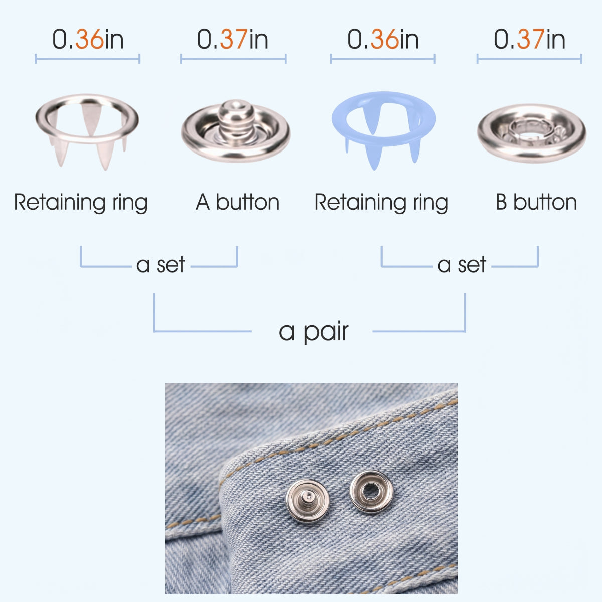 100-Set Metal Snap Button Kit