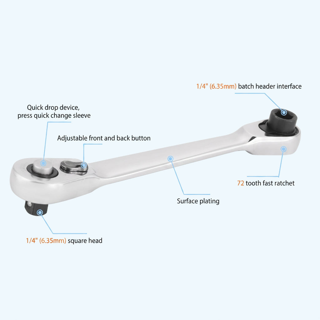 1/4-Inch Mini Dual-Head Ratchet Wrench