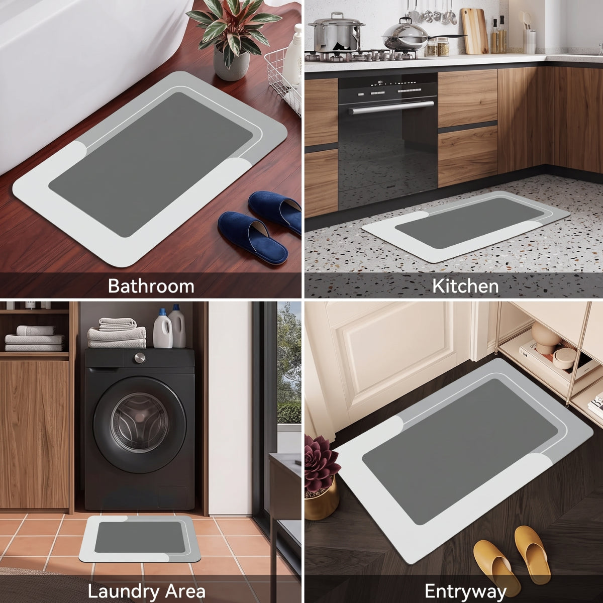 3-Piece Non-Slip Bathroom Rug Set