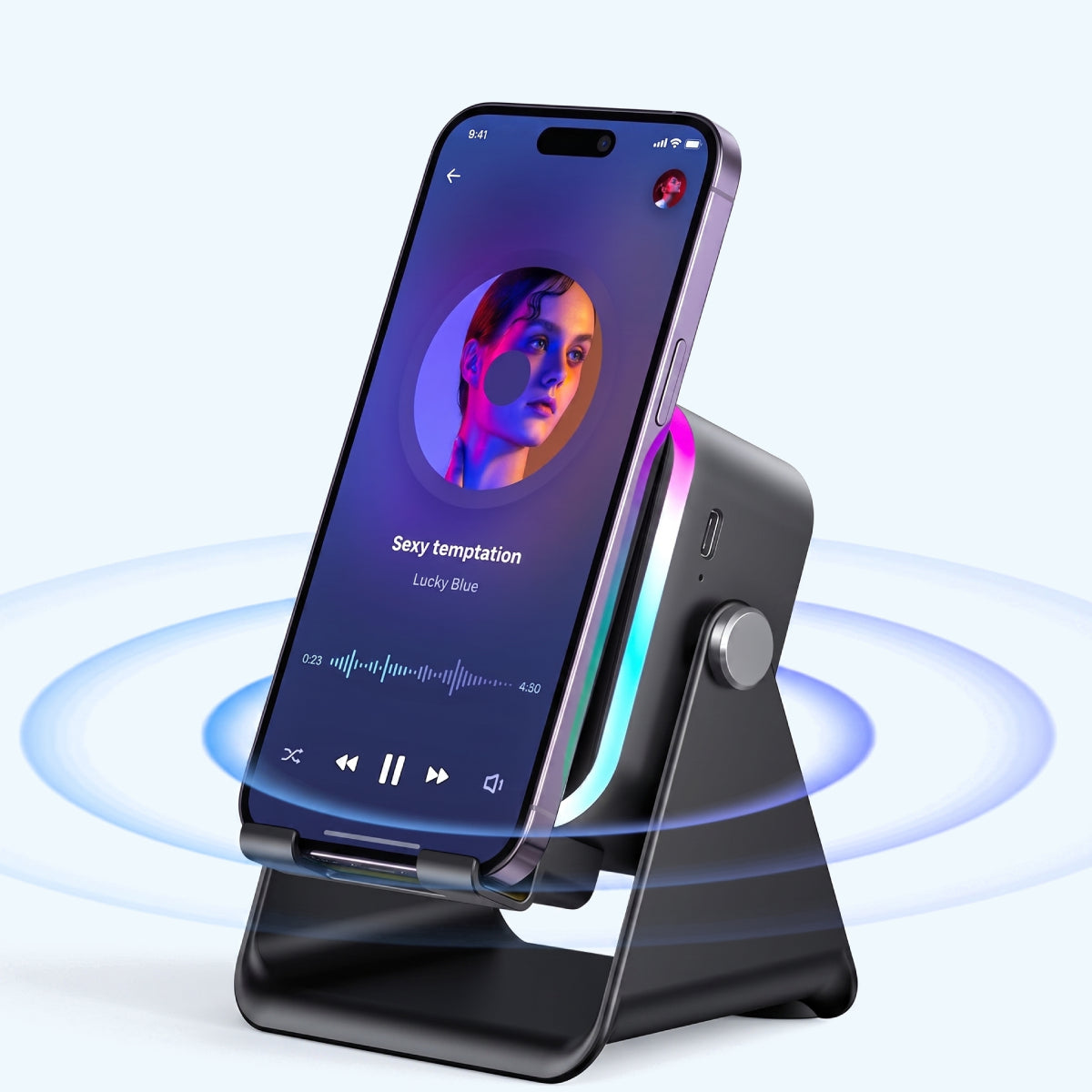 5-in-1 Wireless Induction Speaker with Phone Stand