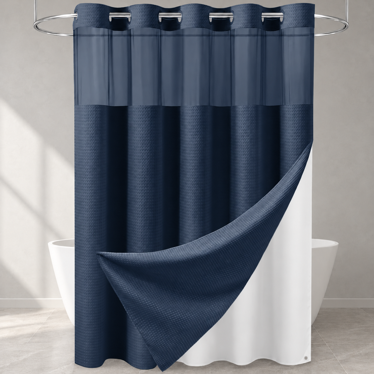 No-Hook Waffle Shower Curtain