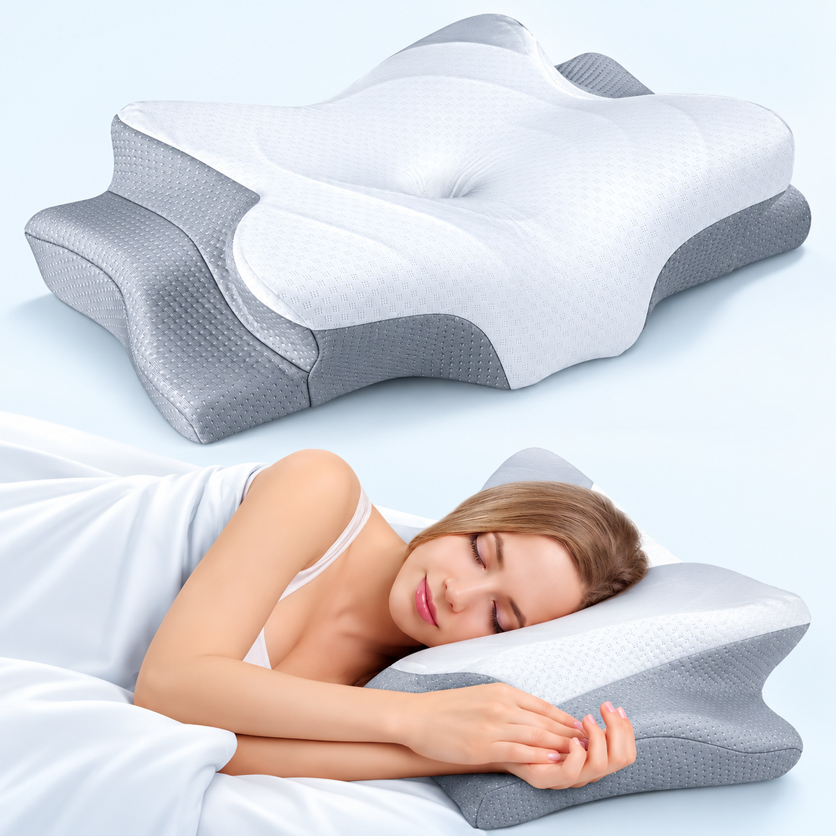 Ergonomic Memory Foam Neck Support Pillow