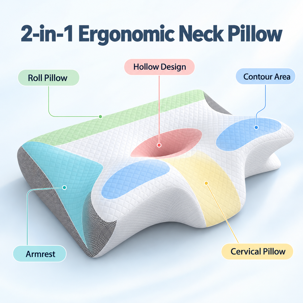 Ergonomic Memory Foam Neck Support Pillow