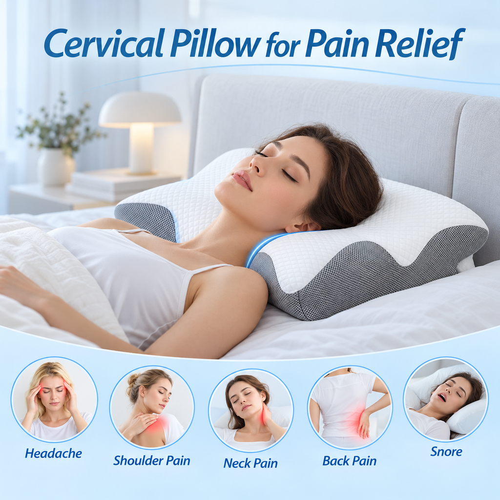 Ergonomic Memory Foam Neck Support Pillow