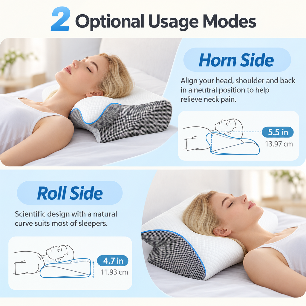 Ergonomic Memory Foam Neck Support Pillow