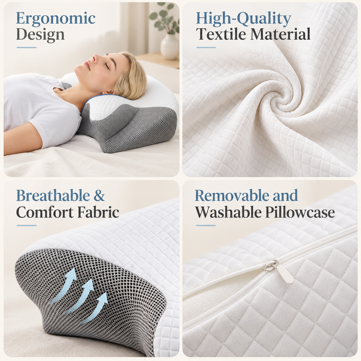 Ergonomic Memory Foam Neck Support Pillow