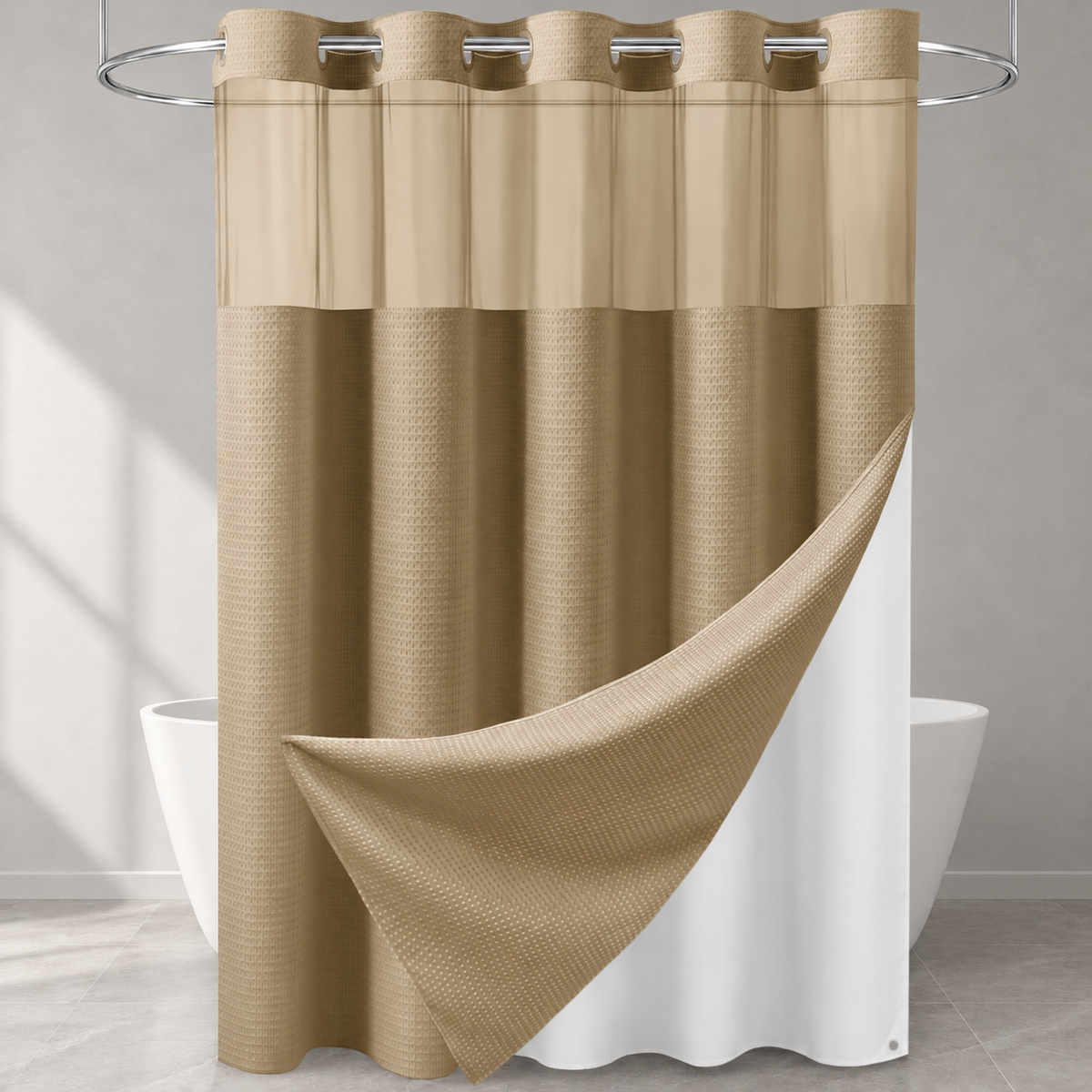 No-Hook Waffle Shower Curtain