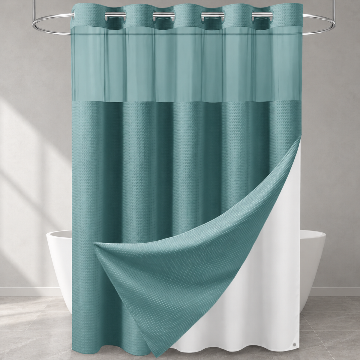 No-Hook Waffle Shower Curtain