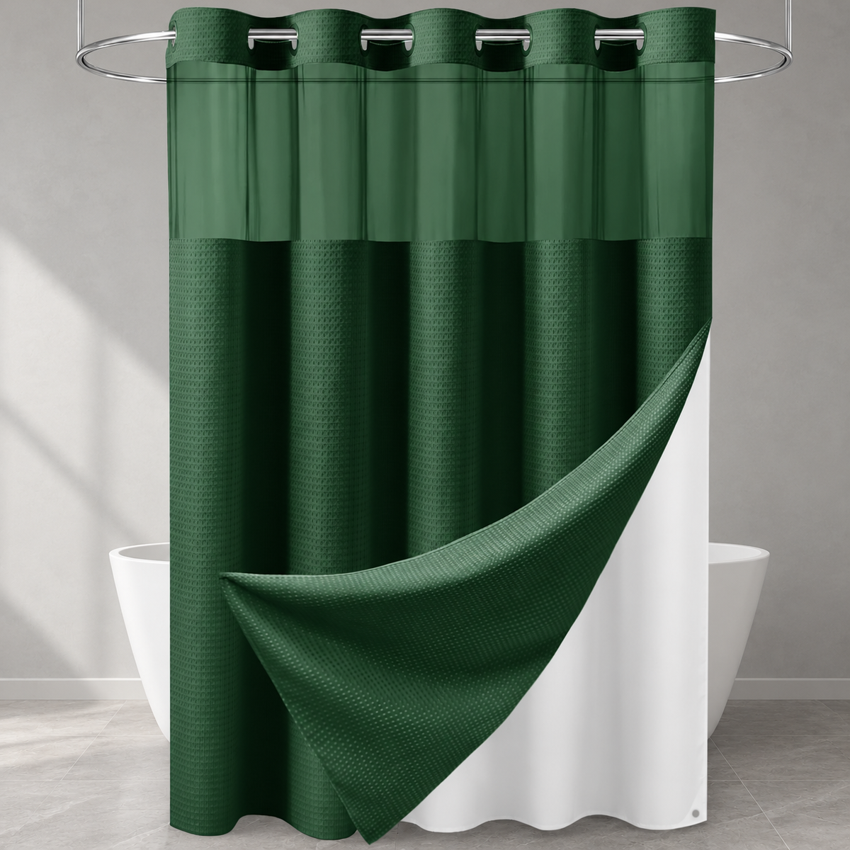 No-Hook Waffle Shower Curtain