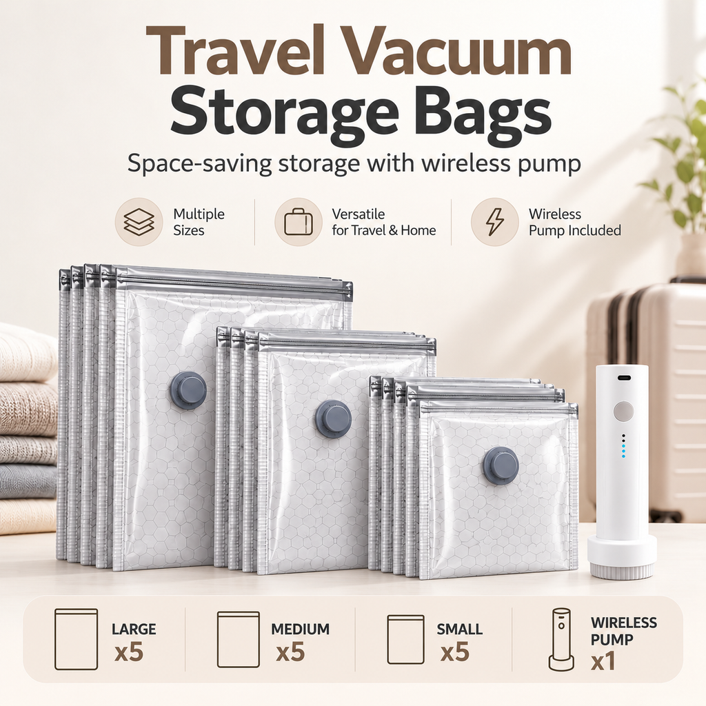 Travel Vacuum Storage Bags – 15 Pack