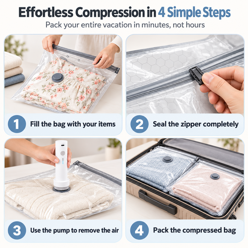 Travel Vacuum Storage Bags – 15 Pack