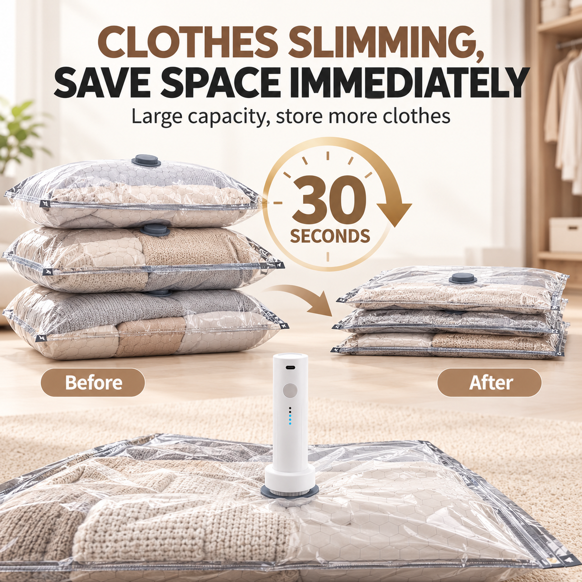 Travel Vacuum Storage Bags – 15 Pack
