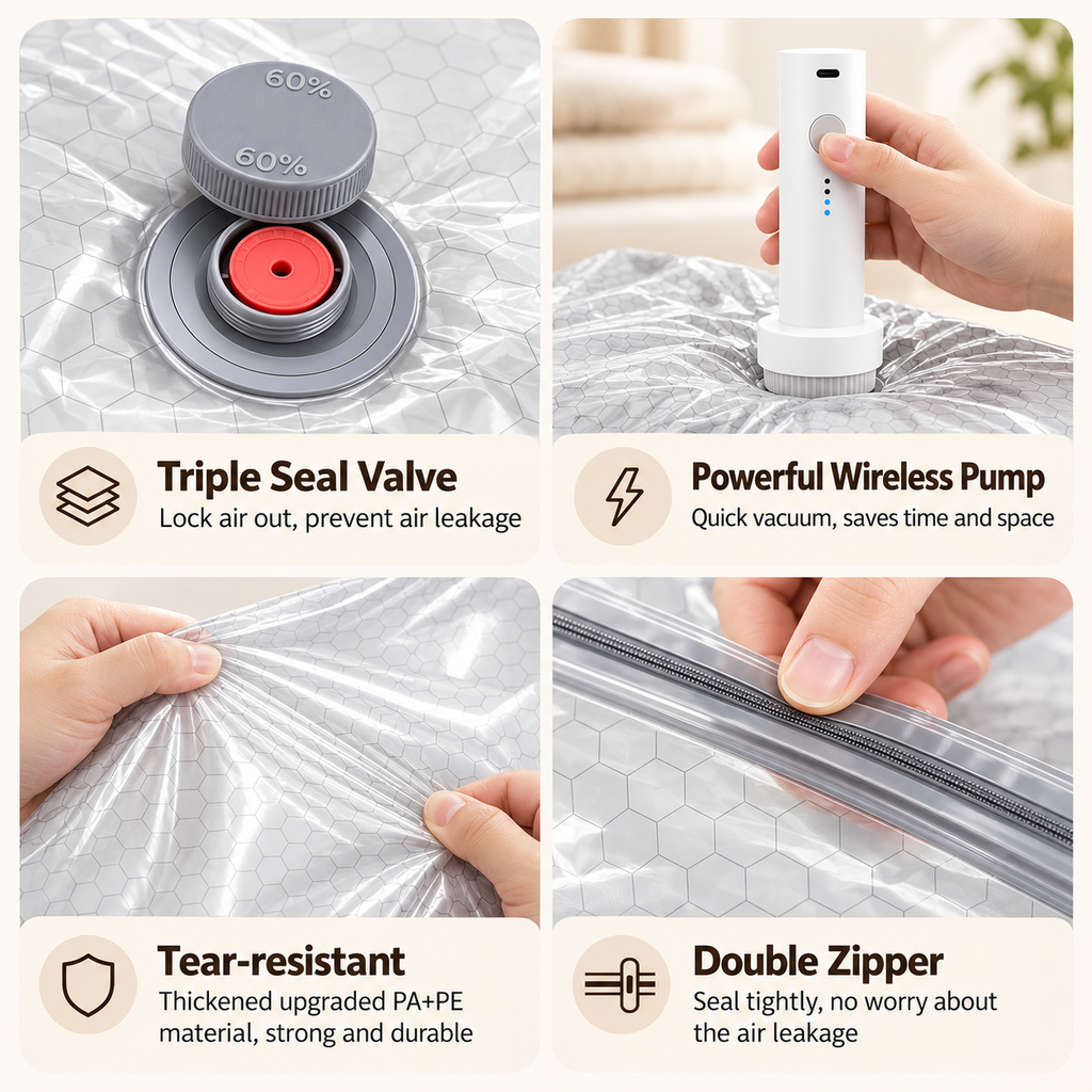 Travel Vacuum Storage Bags – 15 Pack