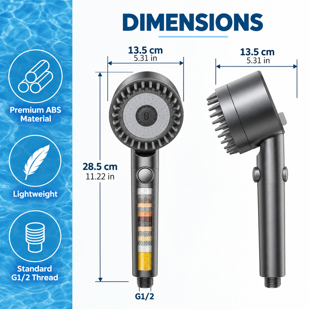 5-Mode Filtered Handheld Shower Head