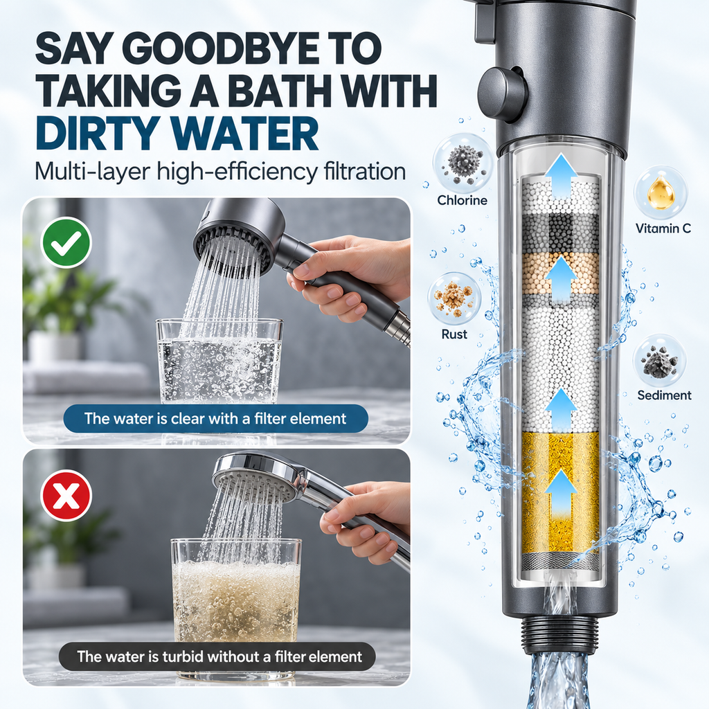 5-Mode Filtered Handheld Shower Head