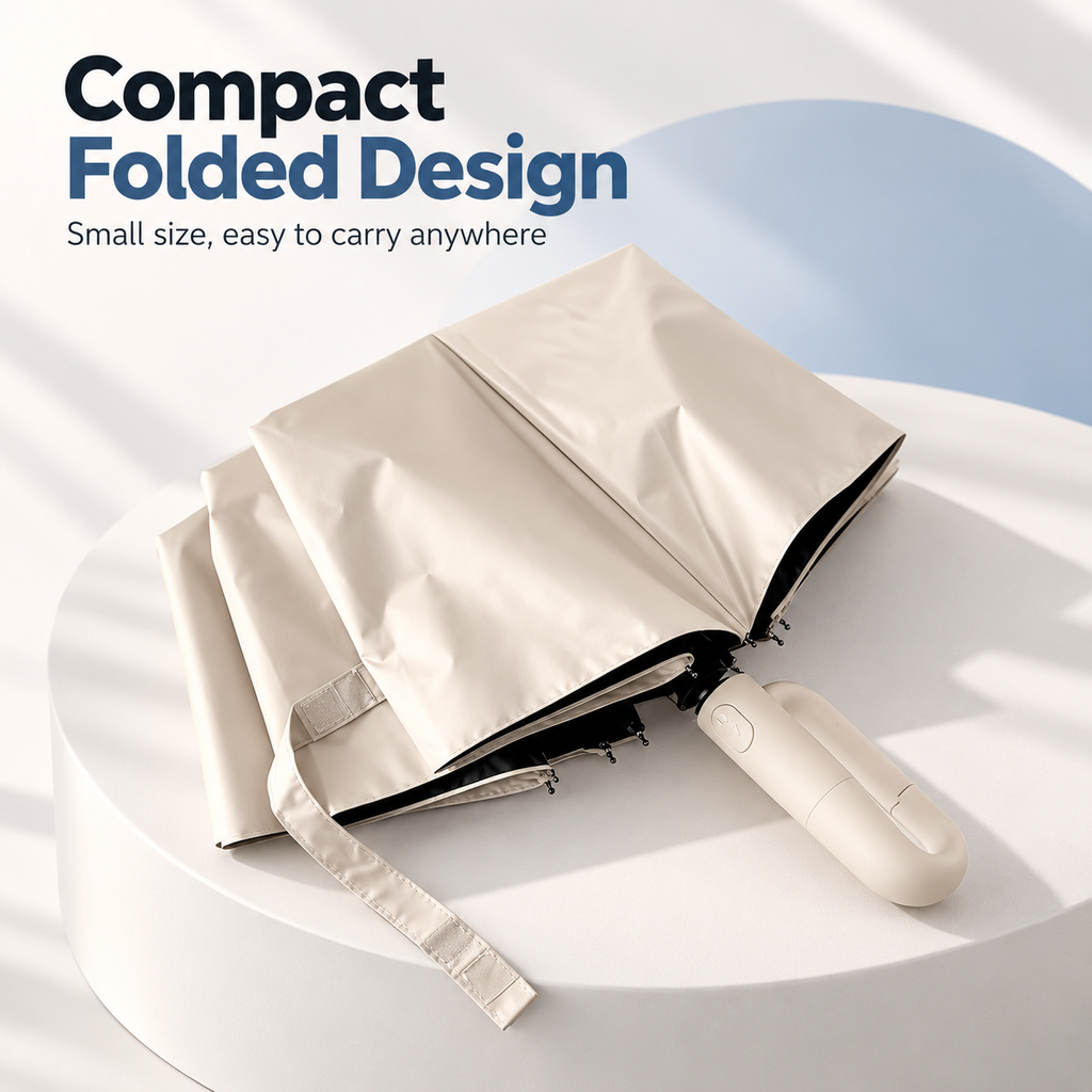 Automatic Folding Umbrella with Carabiner Handle