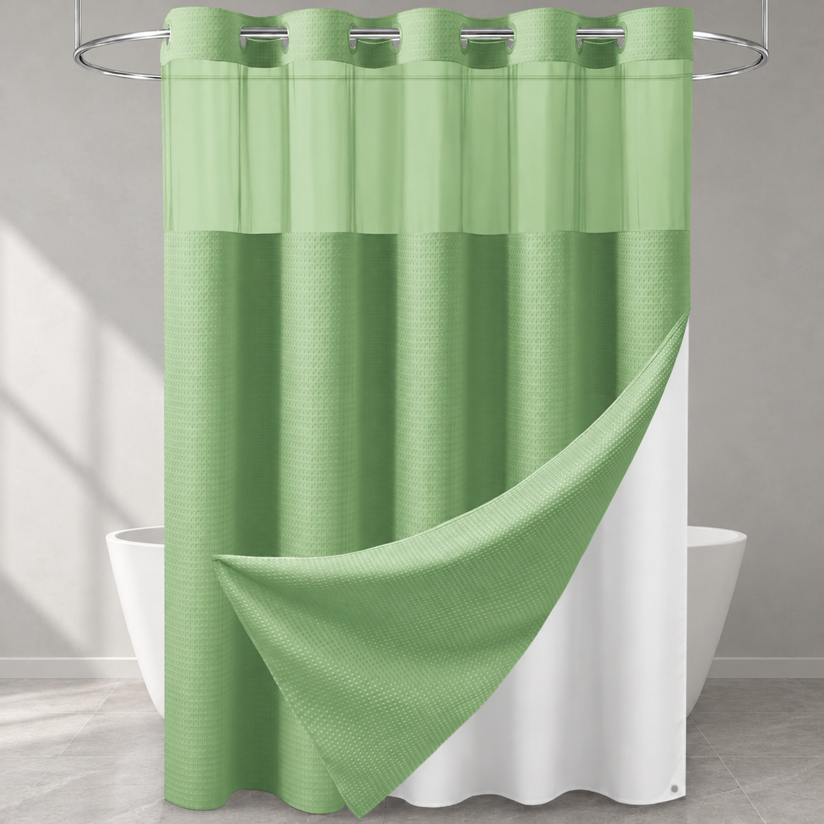 No-Hook Waffle Shower Curtain