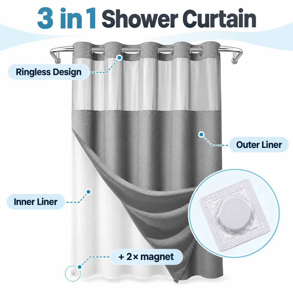 No-Hook Waffle Shower Curtain
