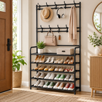 3-in-1 Entryway Coat & Shoe Rack