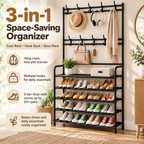 3-in-1 Entryway Coat & Shoe Rack