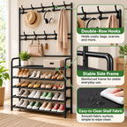 3-in-1 Entryway Coat & Shoe Rack