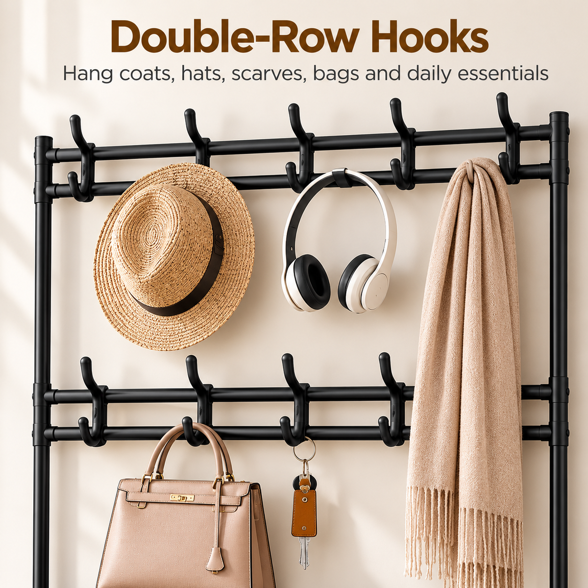 3-in-1 Entryway Coat & Shoe Rack