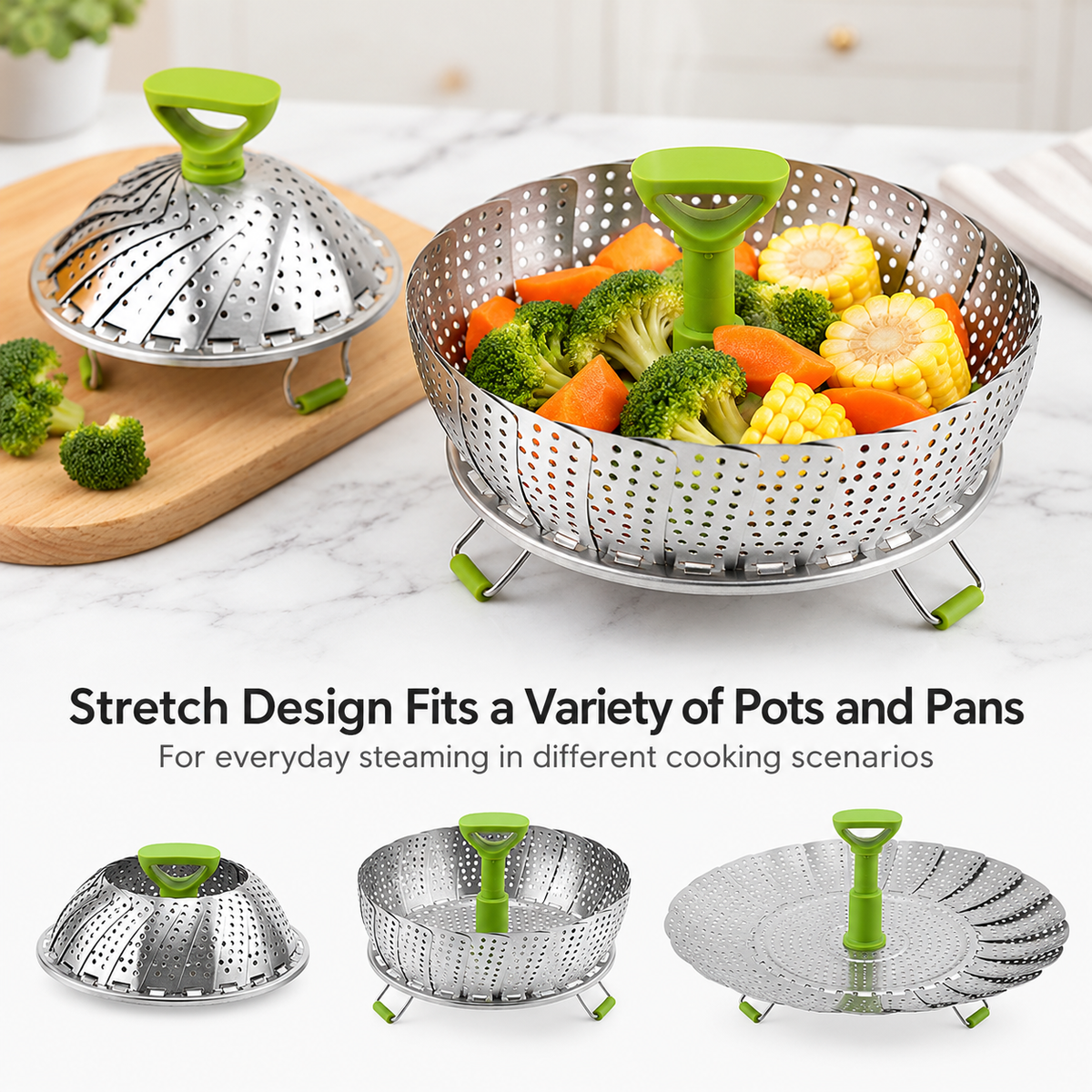 Expandable Stainless Steel Steamer Basket