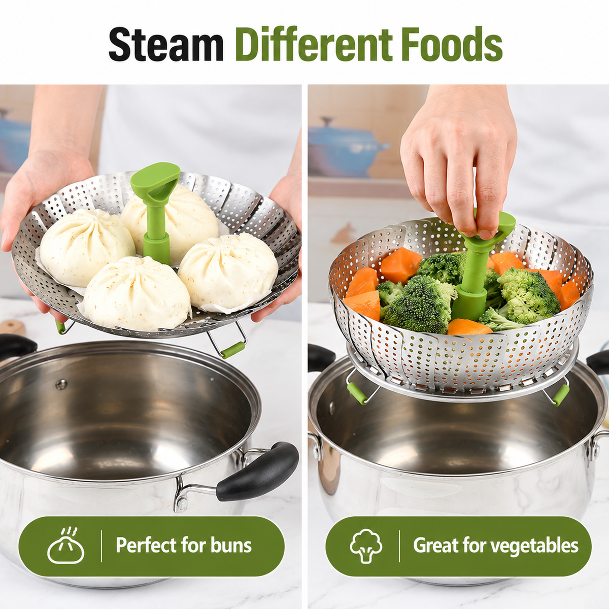 Expandable Stainless Steel Steamer Basket