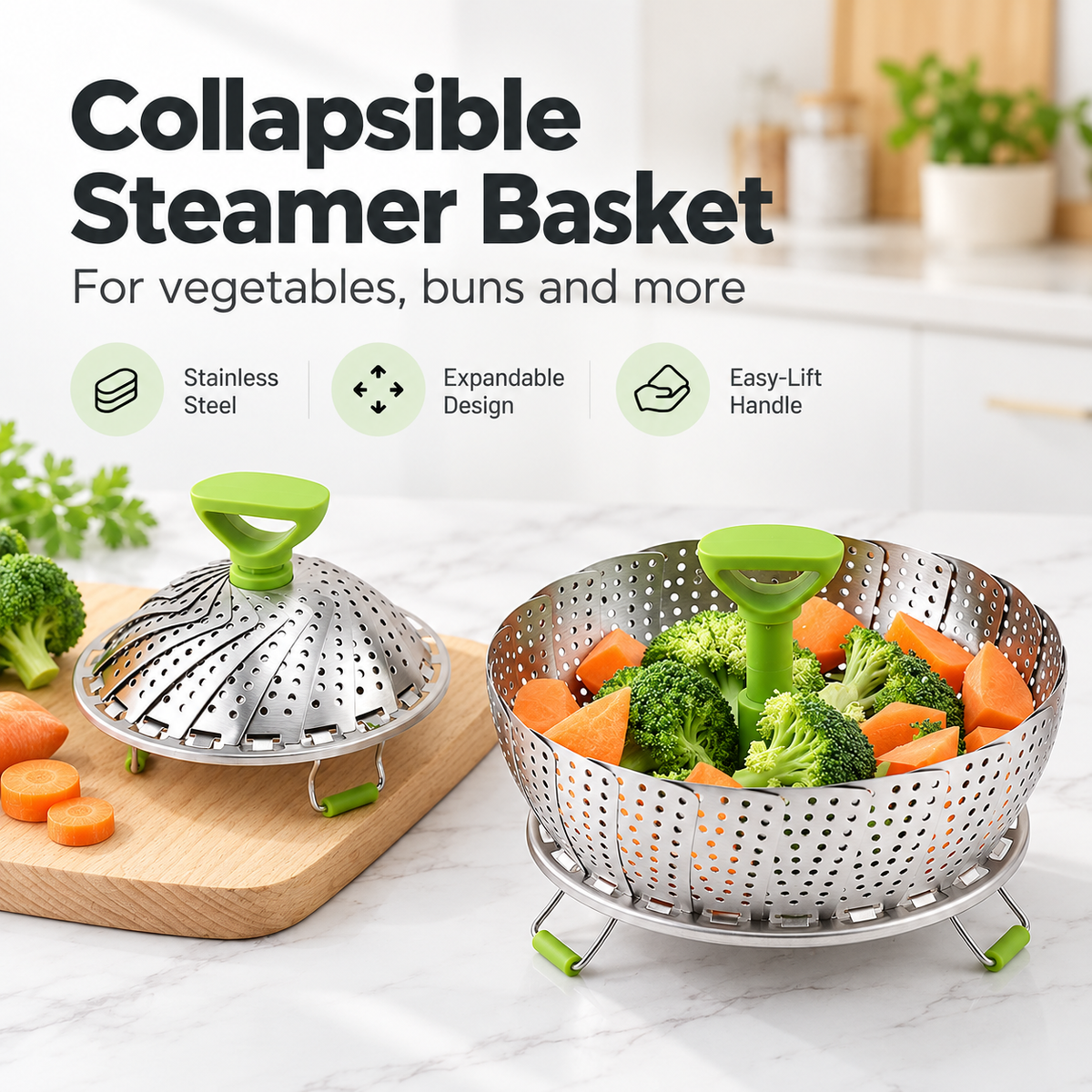 Expandable Stainless Steel Steamer Basket