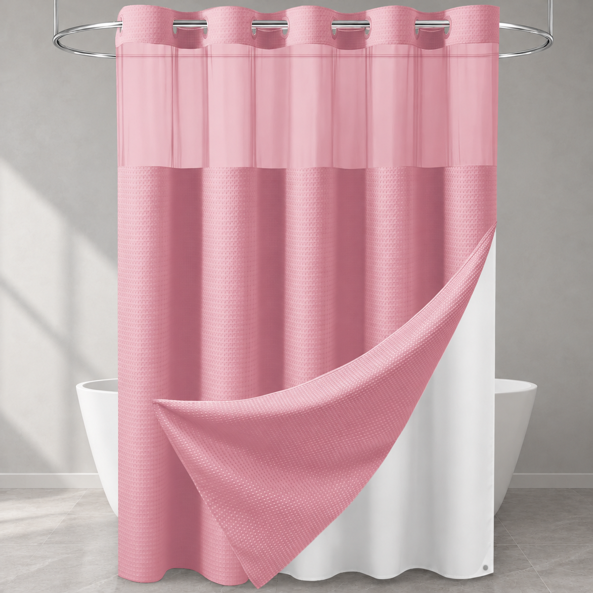 No-Hook Waffle Shower Curtain