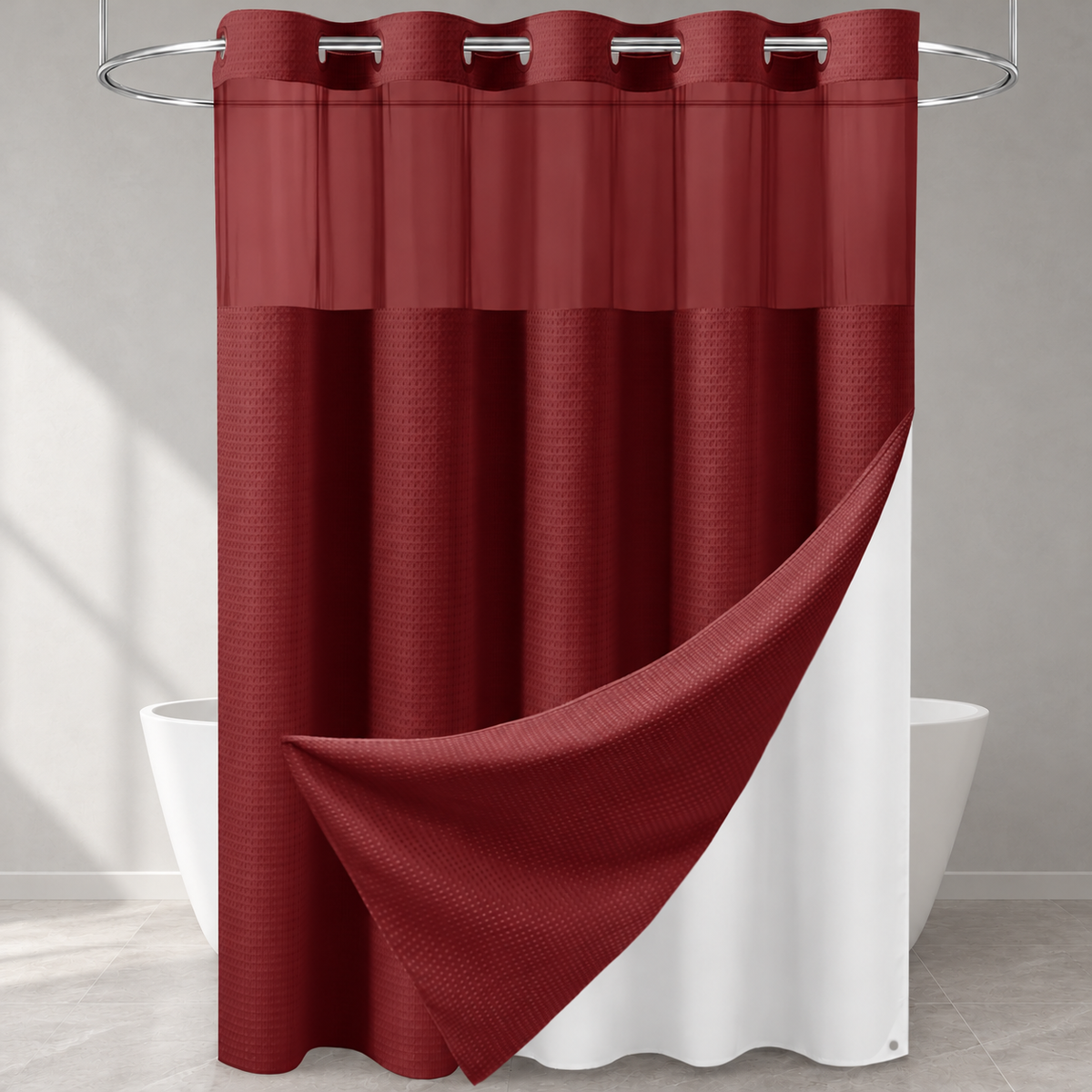 No-Hook Waffle Shower Curtain