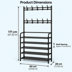 3-in-1 Entryway Coat & Shoe Rack