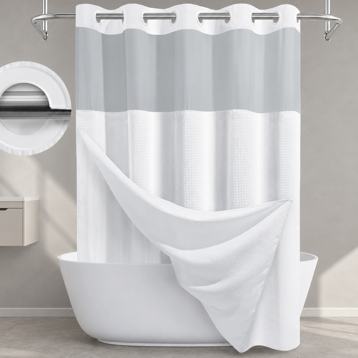 No-Hook Waffle Shower Curtain