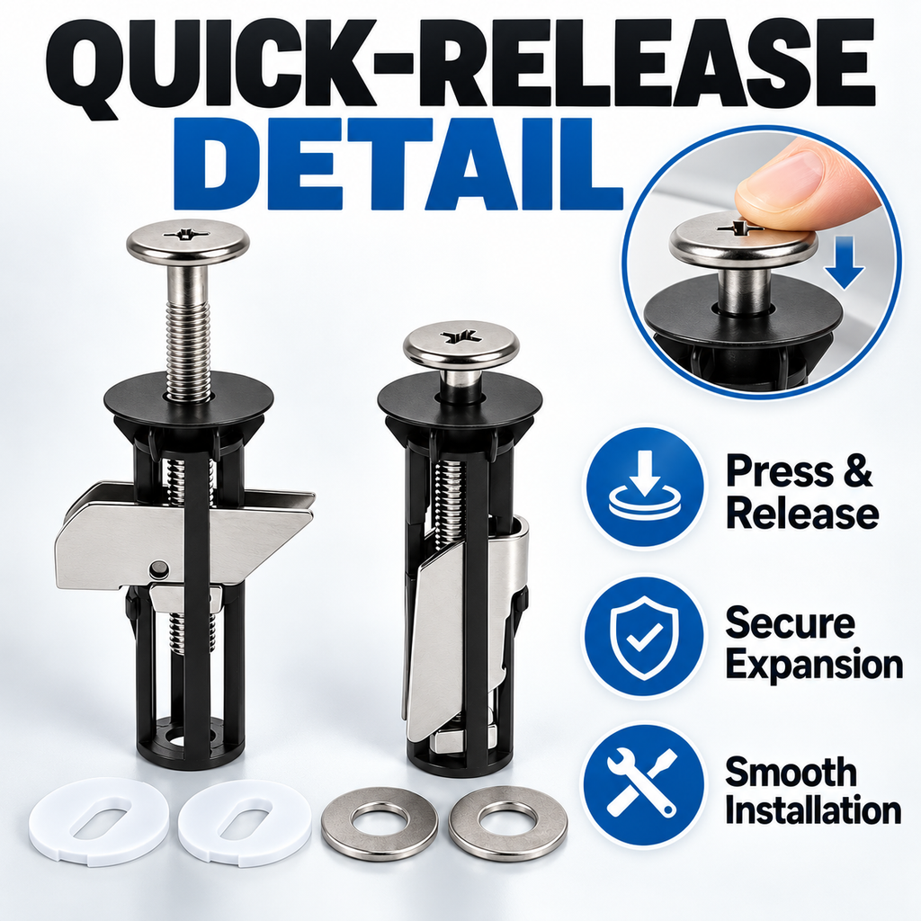 Heavy-Duty Toilet Seat Fastener Kit - 2 Pcs