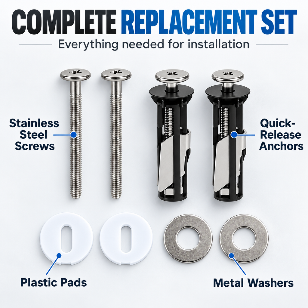 Heavy-Duty Toilet Seat Fastener Kit - 2 Pcs