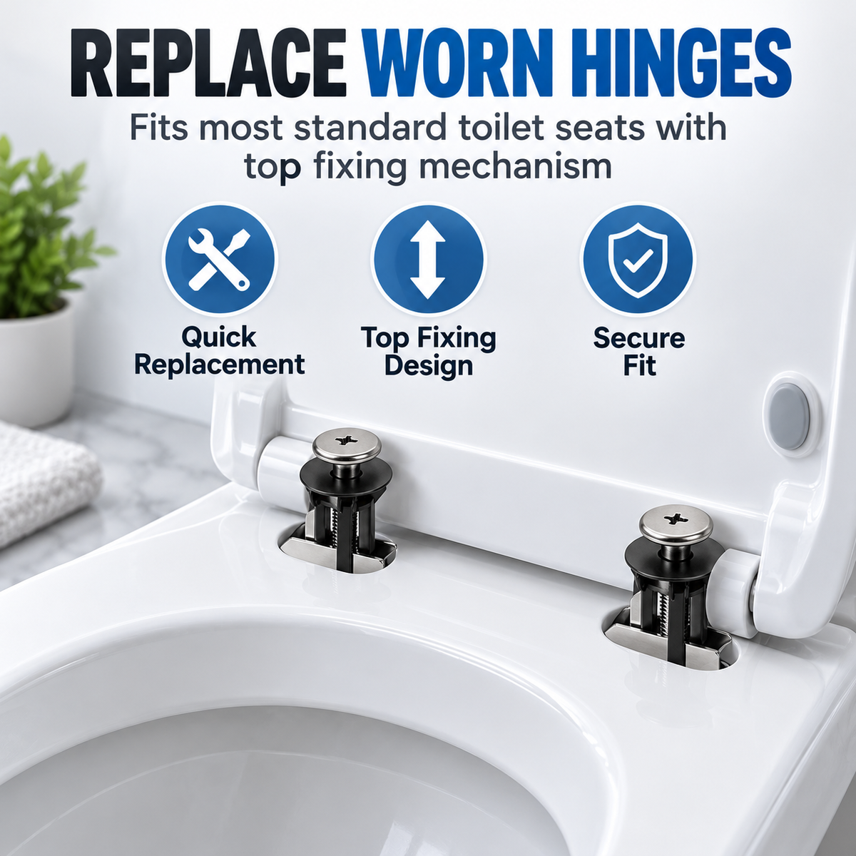 Heavy-Duty Toilet Seat Fastener Kit - 2 Pcs